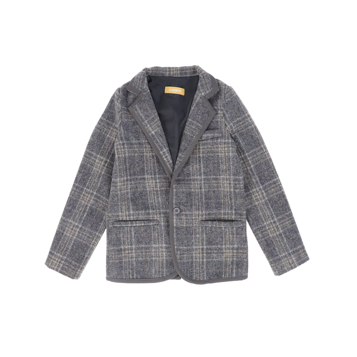 C-27434 Plaid Print Blazer - Grey