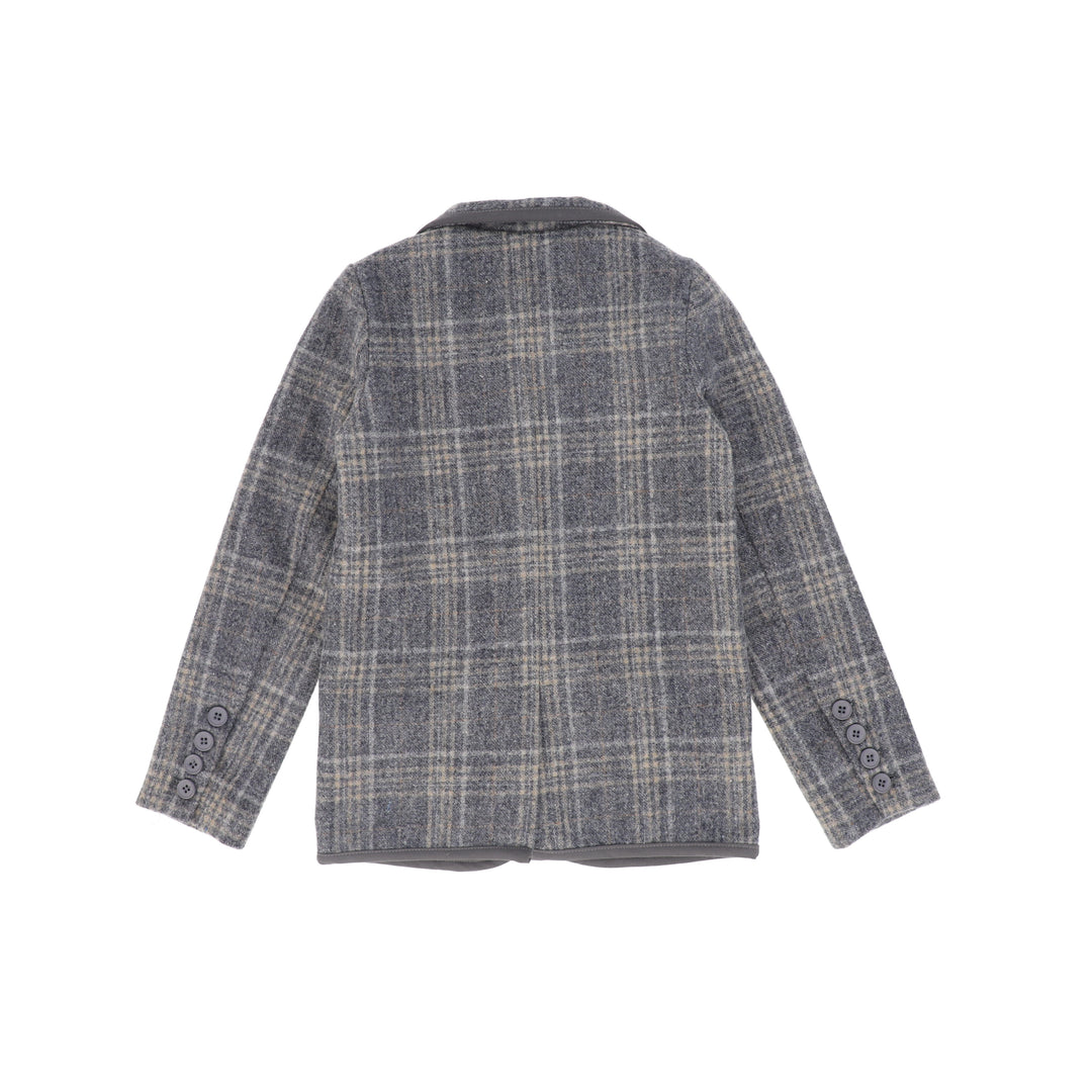 C-27434 Plaid Print Blazer - Grey