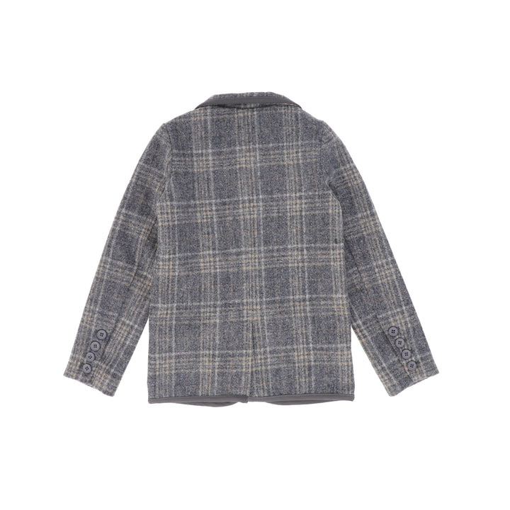 C-27434 Plaid Print Blazer - Grey
