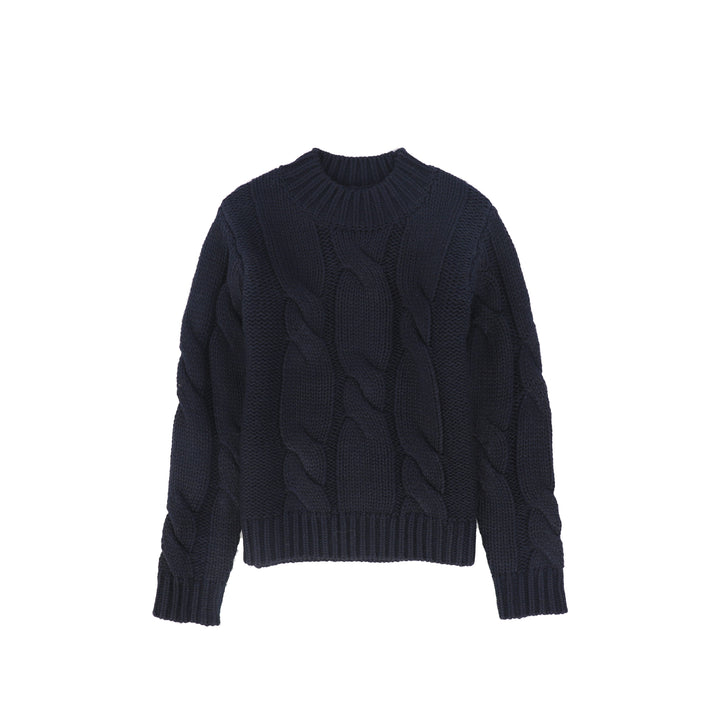 C-27720 Cable Knit Chunky Sweater - Navy