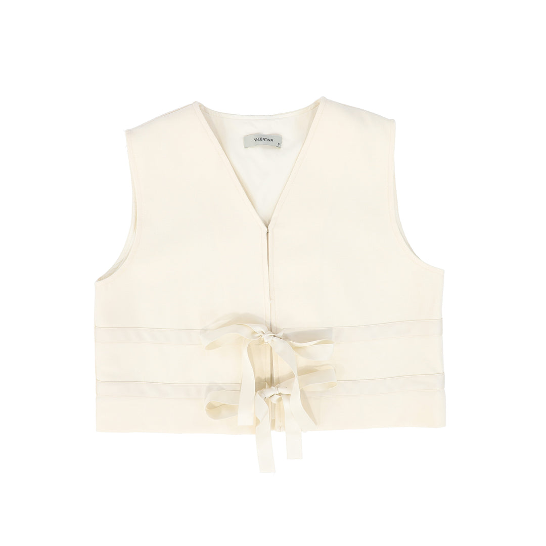 C-27864 Bow Front Vest Cream