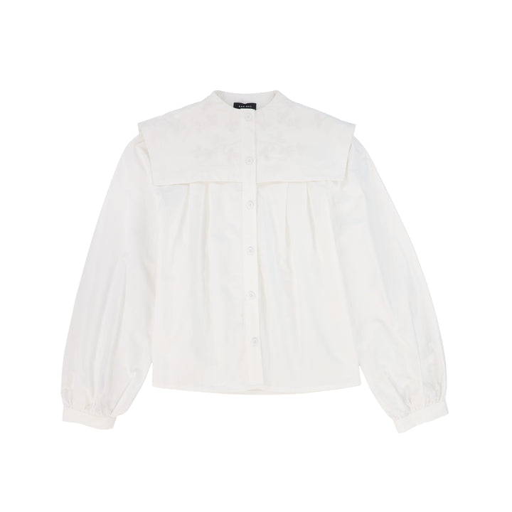 C-28323 Embroidered Bib Blouse White