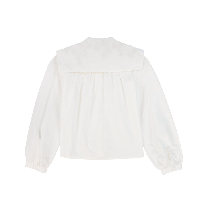C-28323 Embroidered Bib Blouse White