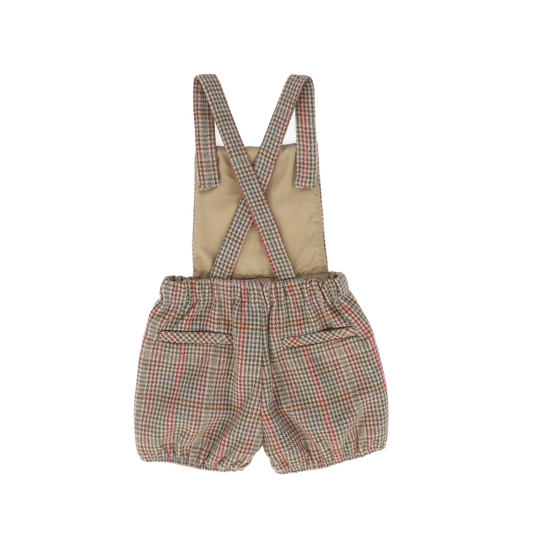 C-28363 Houndstooth Wool Overalls - Olive