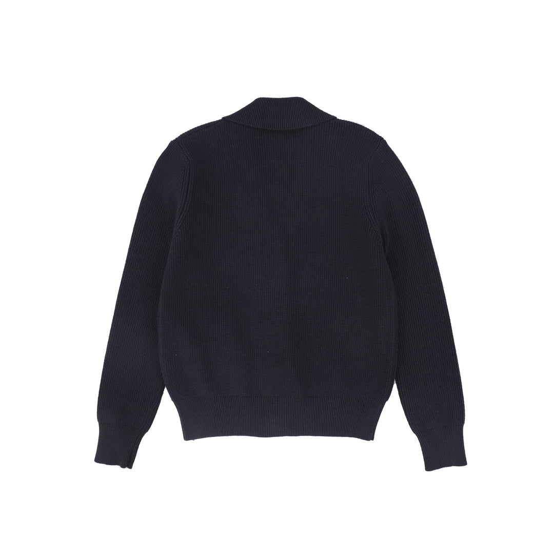C-28696 Button Down Collar Cardigan - Navy
