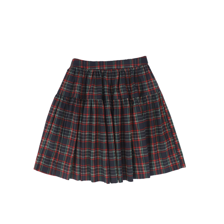 C-29442 Plaid Gathered Flare Skirt Plaid