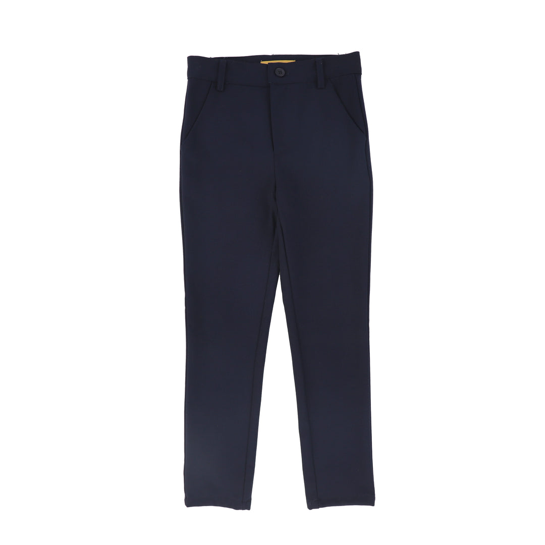 C-29610 Solid Fitted Pants - Navy