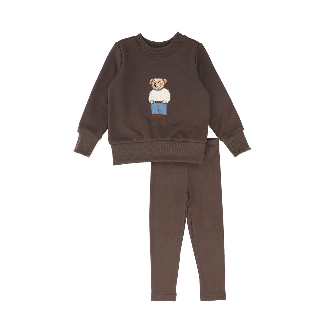 C-29860 Boys Embroidered Doll Sweatshirt Set Brown