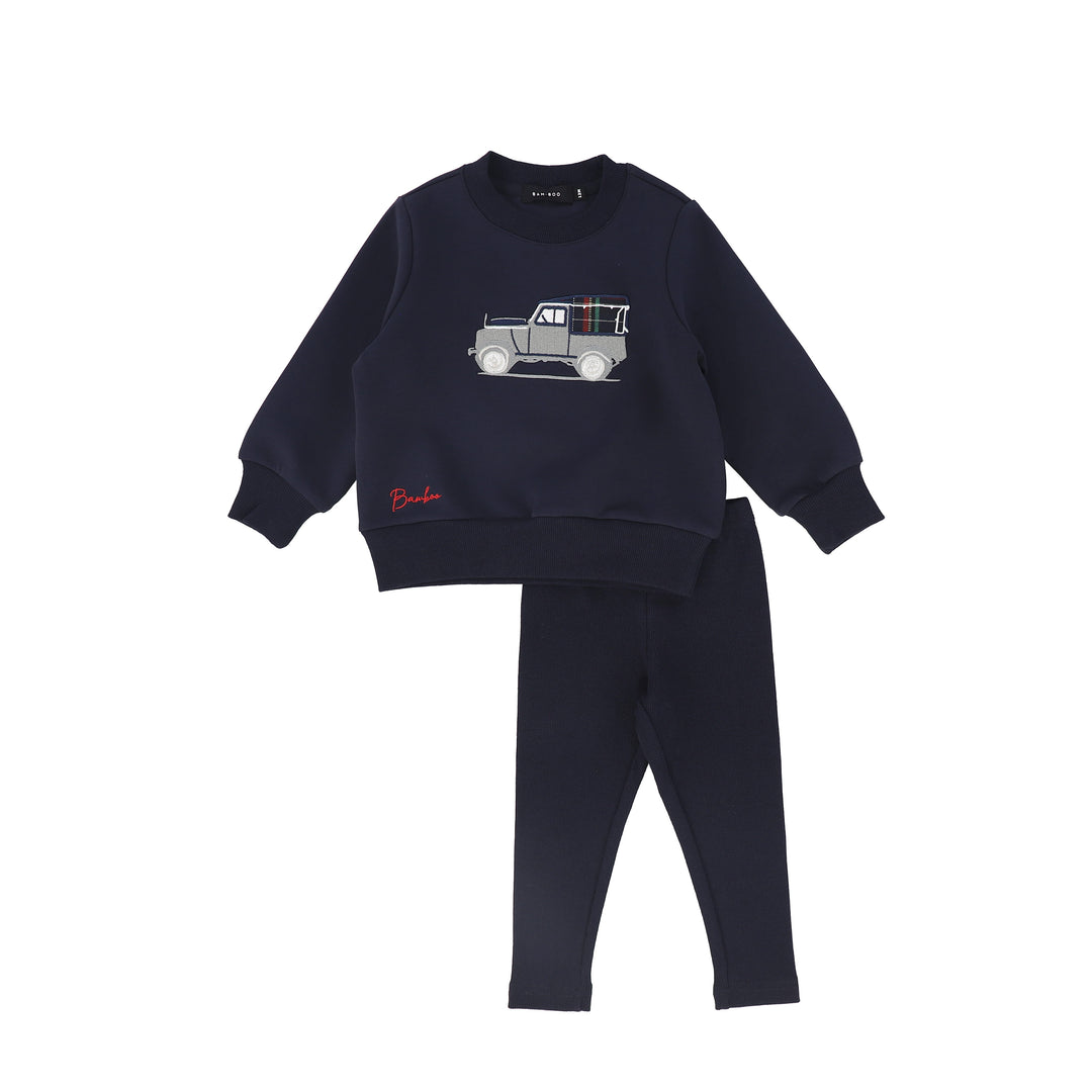 C-29868 Truck Embroidered Sweatshirt Set Navy