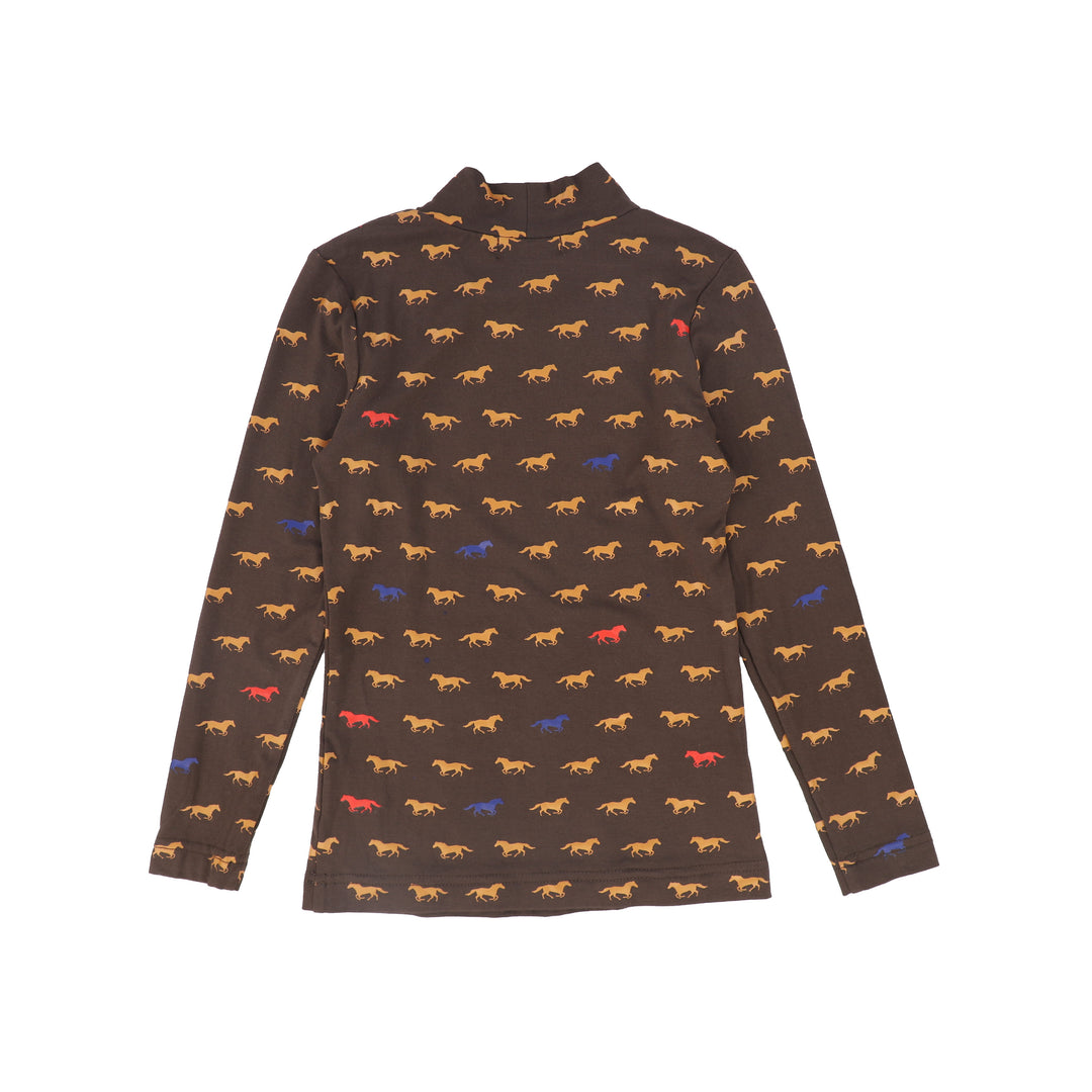 C-29994 Horse Print Turtleneck - Brown