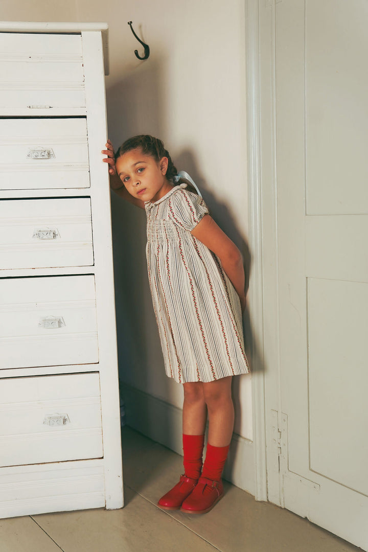 C-25400-Smock Chest Floral Print Dress Floral