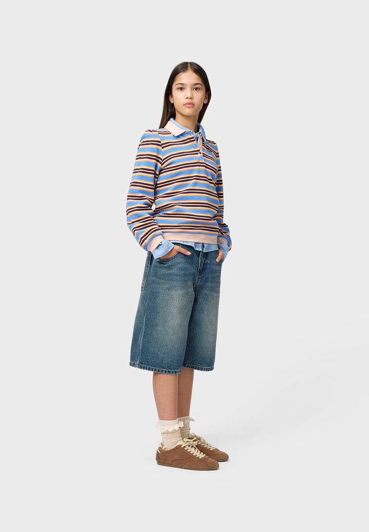 Ravi Poloshirt Long sleeve - Sky Stripe