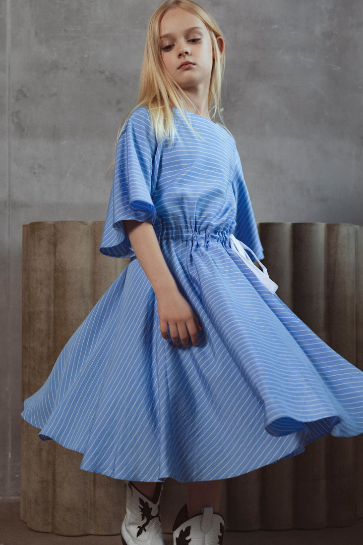 DALE DRESS-SKY BLUE SATIN