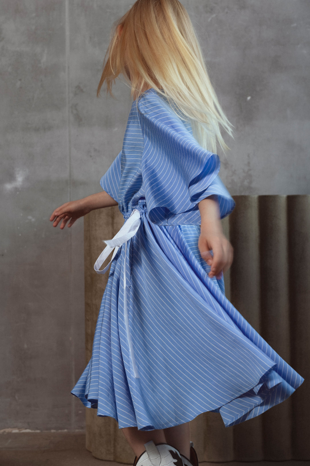 DALE DRESS-SKY BLUE SATIN