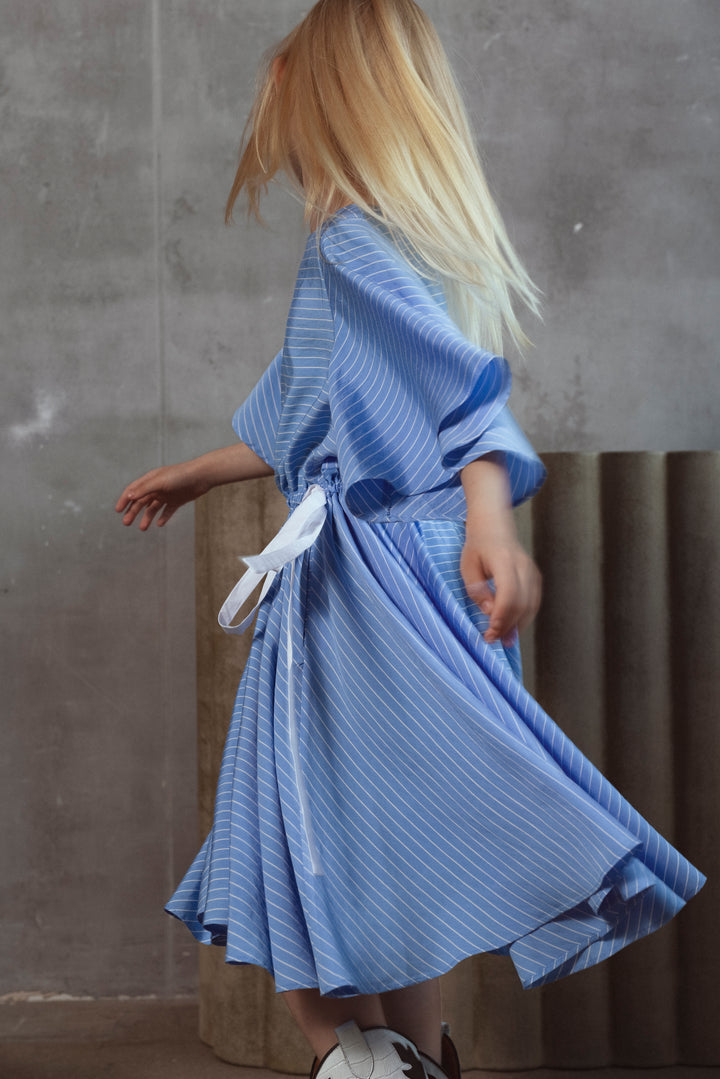 DALE DRESS-SKY BLUE SATIN