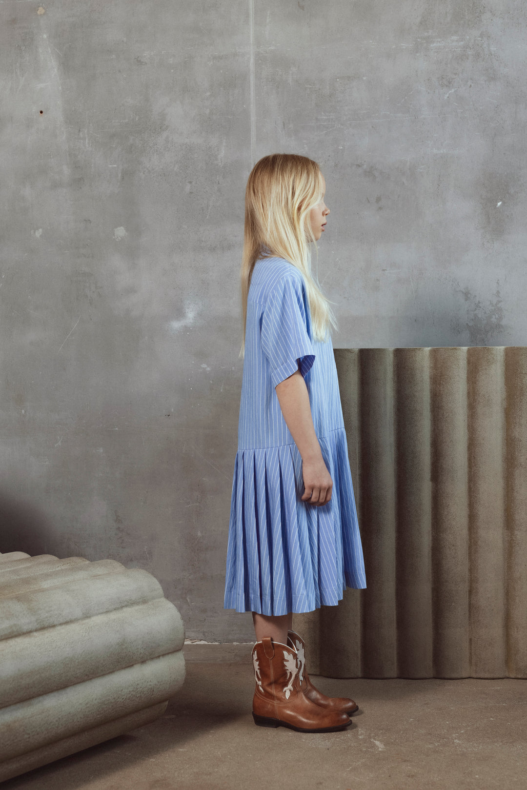EVE DRESS-SKY BLUE SATIN