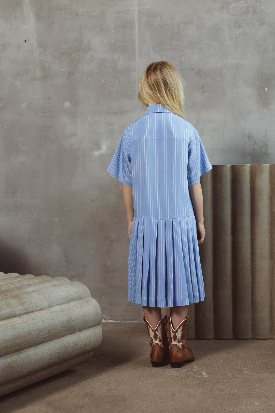 EVE DRESS-SKY BLUE SATIN