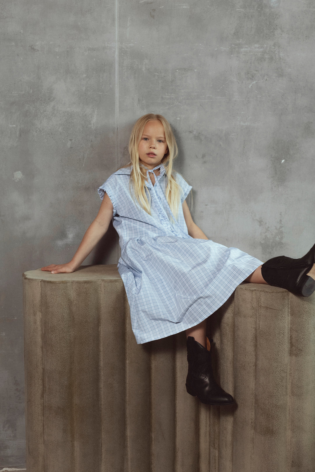 ADA DRESS-BABY BLUE CHECKS