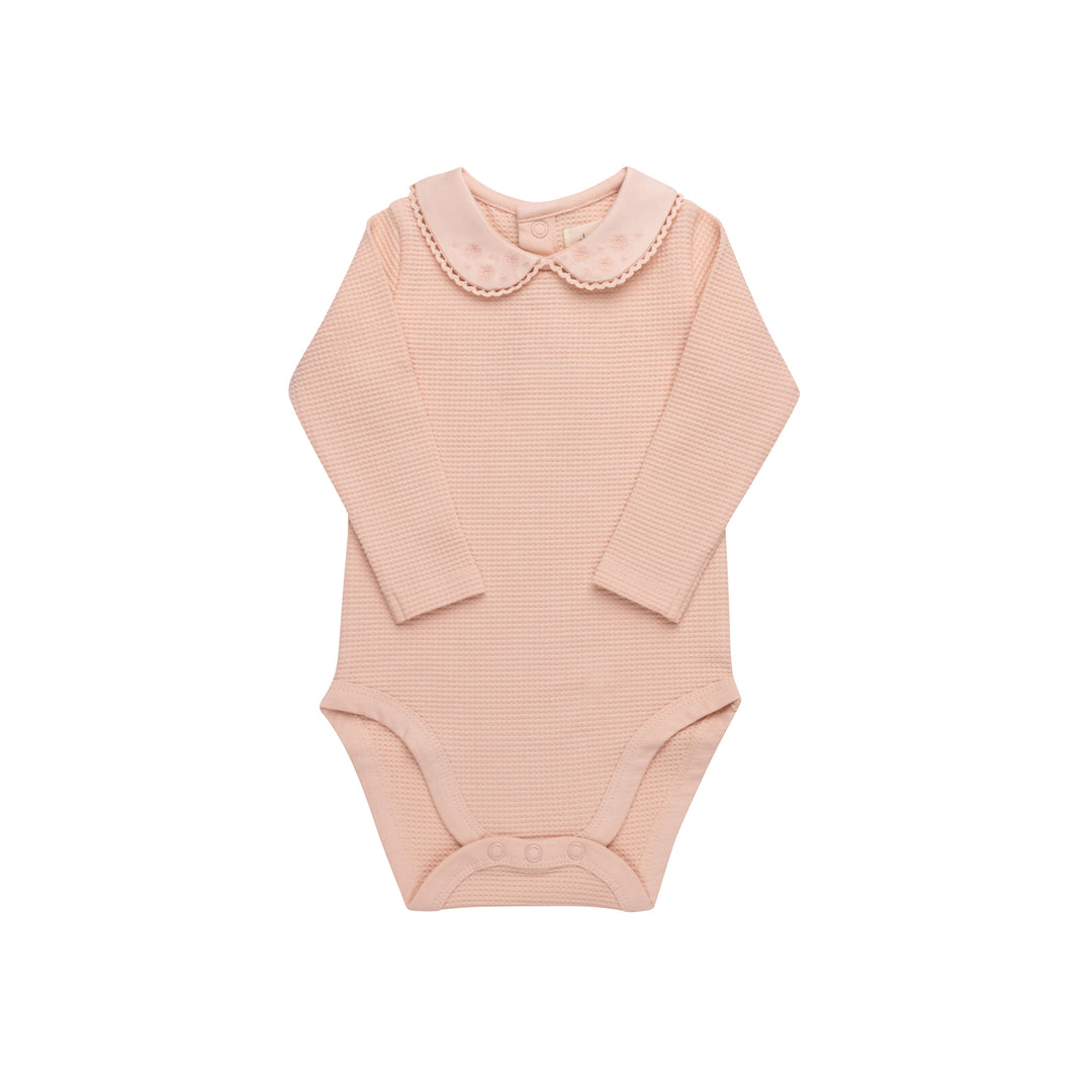 Embroidered Collar Collection- Pink - Bodysuit/Overall/Bonnet Set