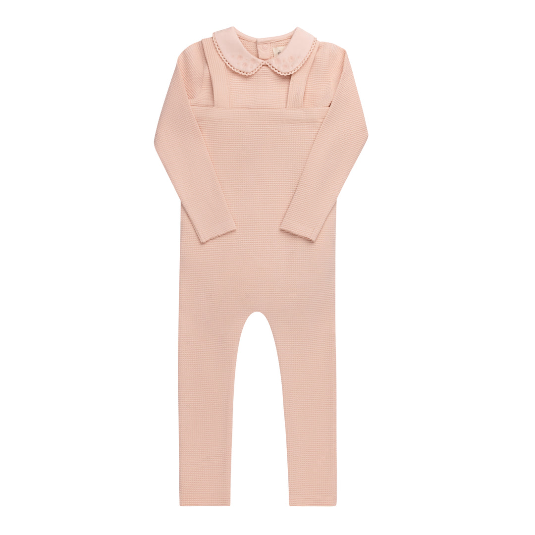 Embroidered Collar Collection- Pink - Bodysuit and overalls