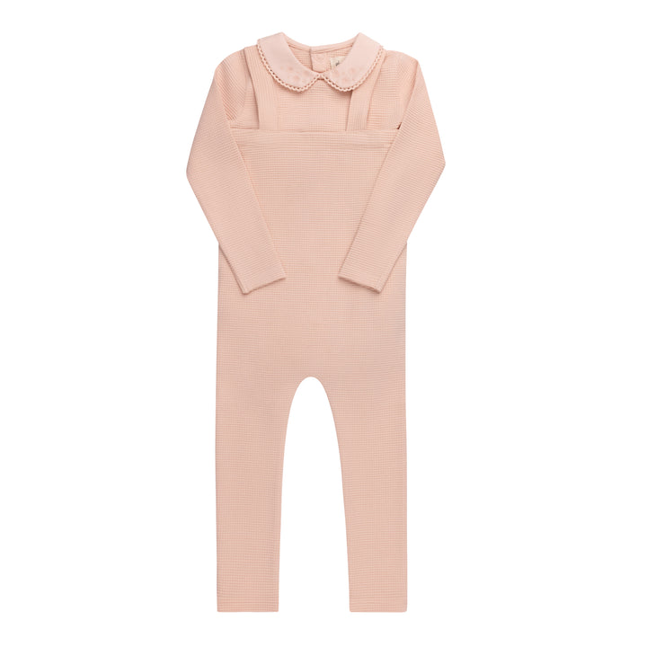Embroidered Collar Collection- Pink - Bodysuit and overalls
