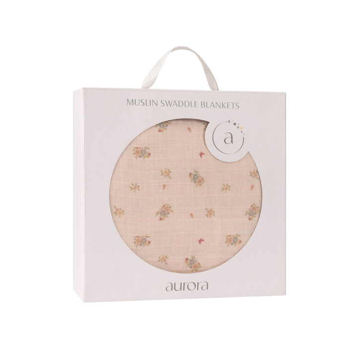 Jersey Cotton Floral Print Collection Pink Muslin Swaddle