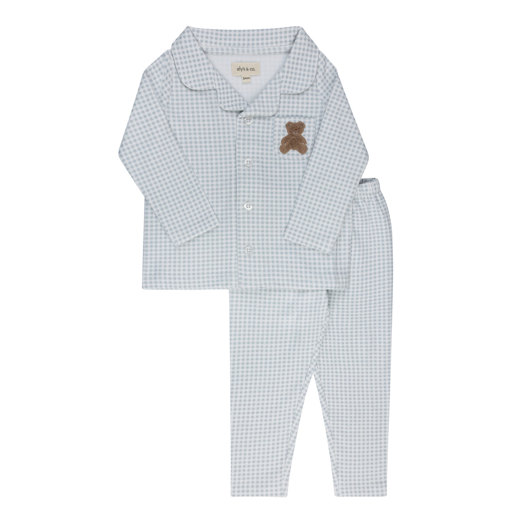 AW26-0037-PJ Gingham Teddy Collection Pajamas  - Blue