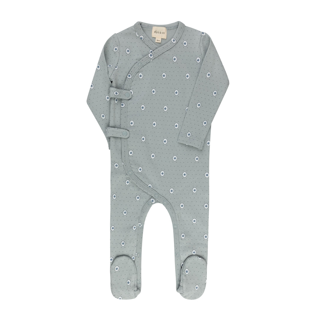 AW26-0026-F Floral Dot Collection Footie  - Blue