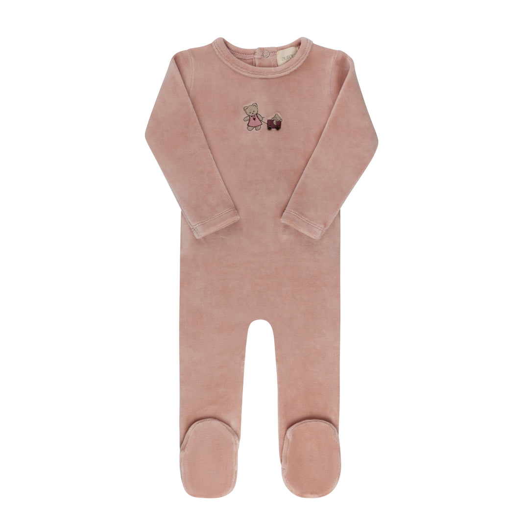 AW26-0097-F Embroidered Bear Collection Footie Pink