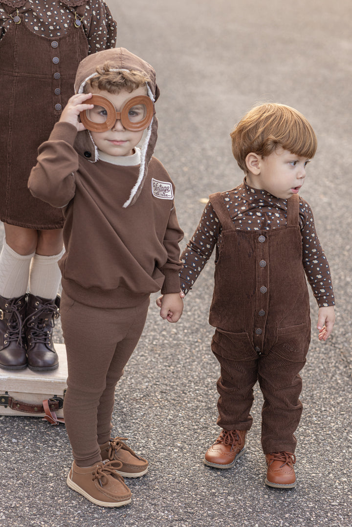 LN008/LN006-2 BROWN HERITAGE BROWN ROMPER AND MOCK NECK