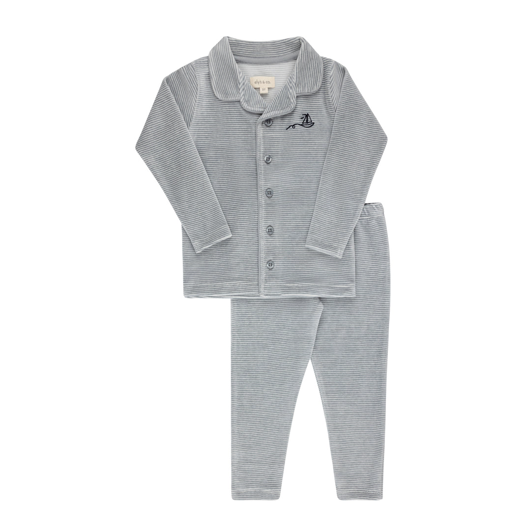 Velour Stripe Collection -  Light Blue - Pajama