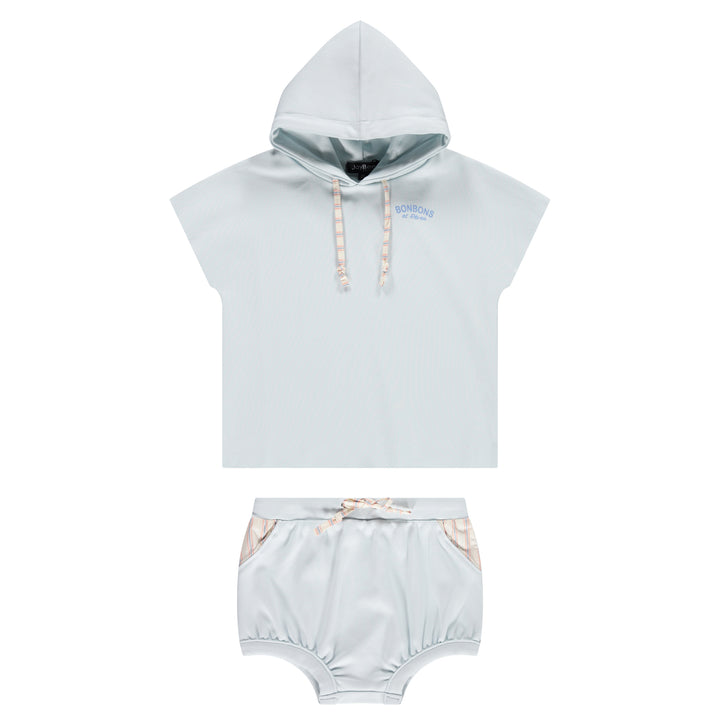 30891-Raw Edge Hoodie and Bloomer Set-Country Blue