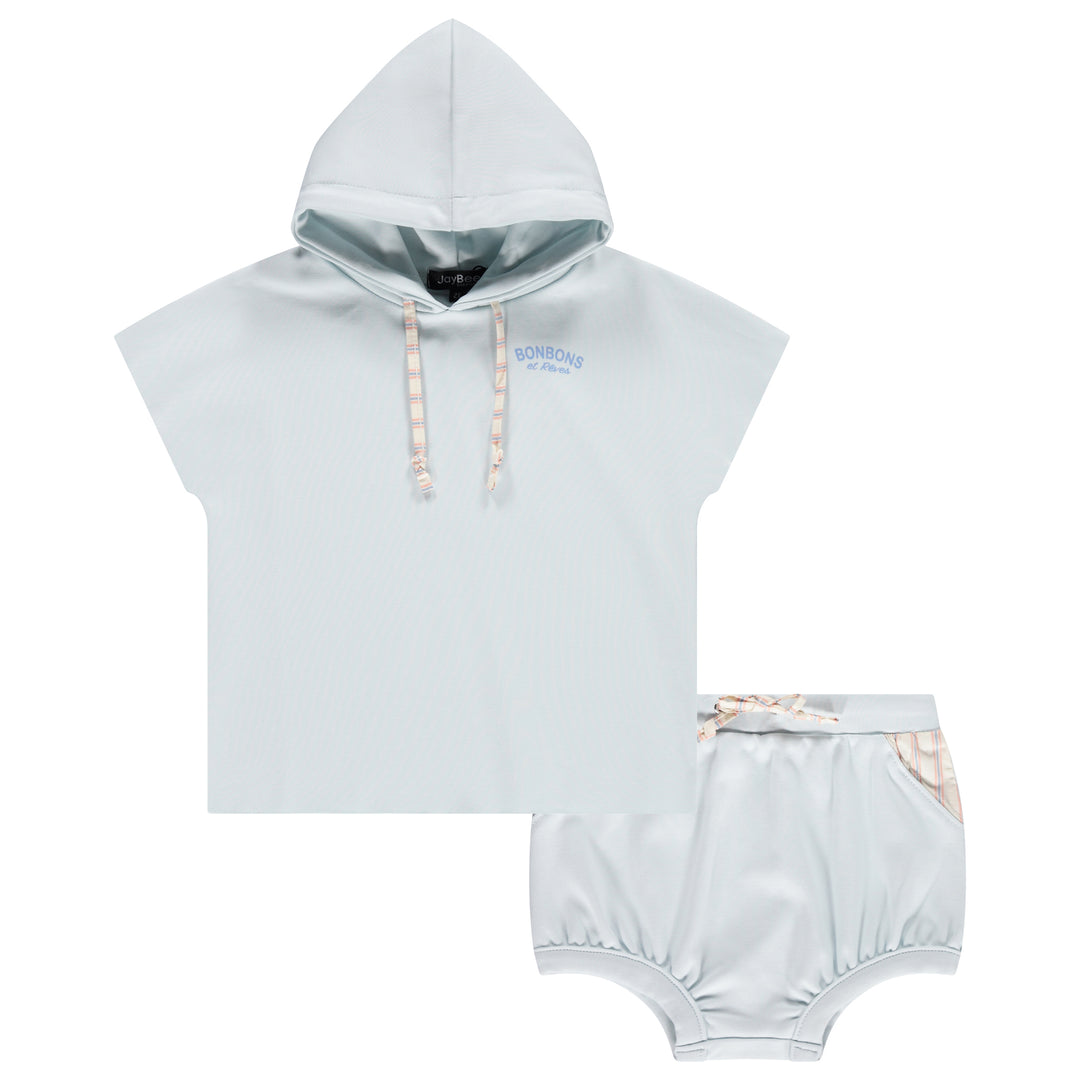 30891-Raw Edge Hoodie and Bloomer Set-Country Blue
