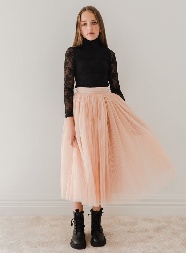 3093-Pleated Tulle Full Skirt