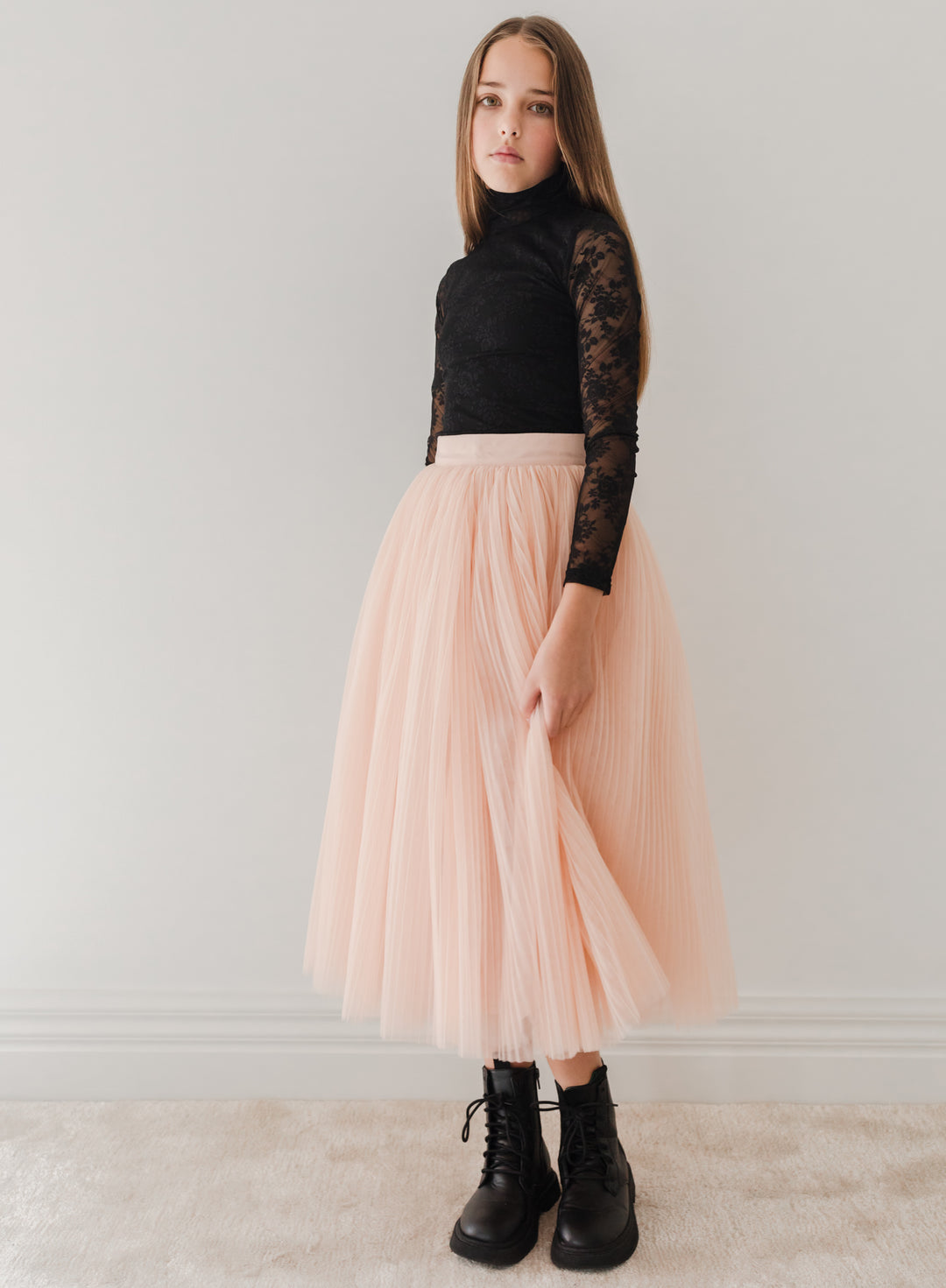 3093-Pleated Tulle Full Skirt