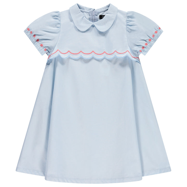 30947-Scalloped Bib s/s Dress-French Blue