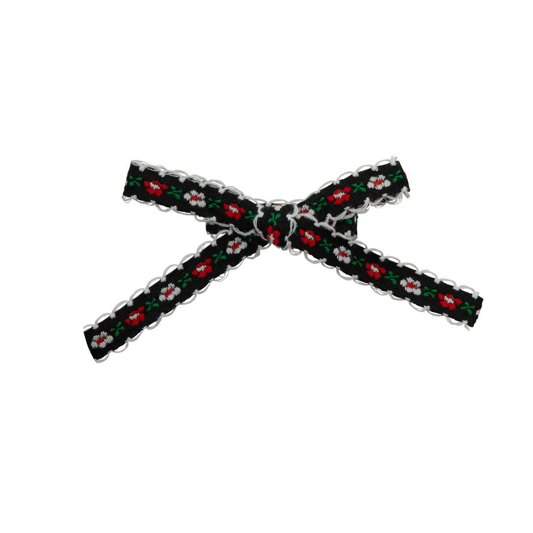 25S-FLOWER EMBROIDERED BOW(2 PACK)-Navy