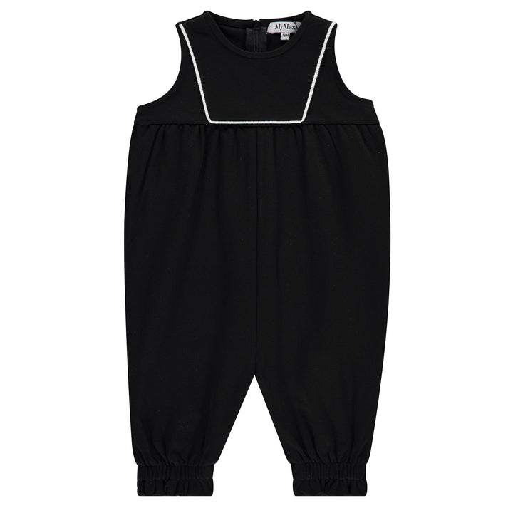 31013-Ribbon Trim Romper-Black/White