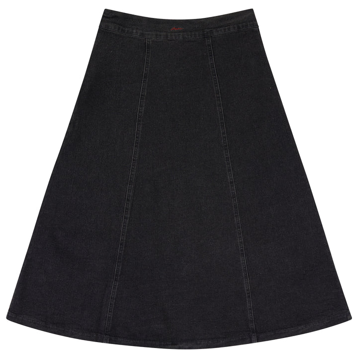 31027 Denim Paneled Midi Skirt - Smoke Denim