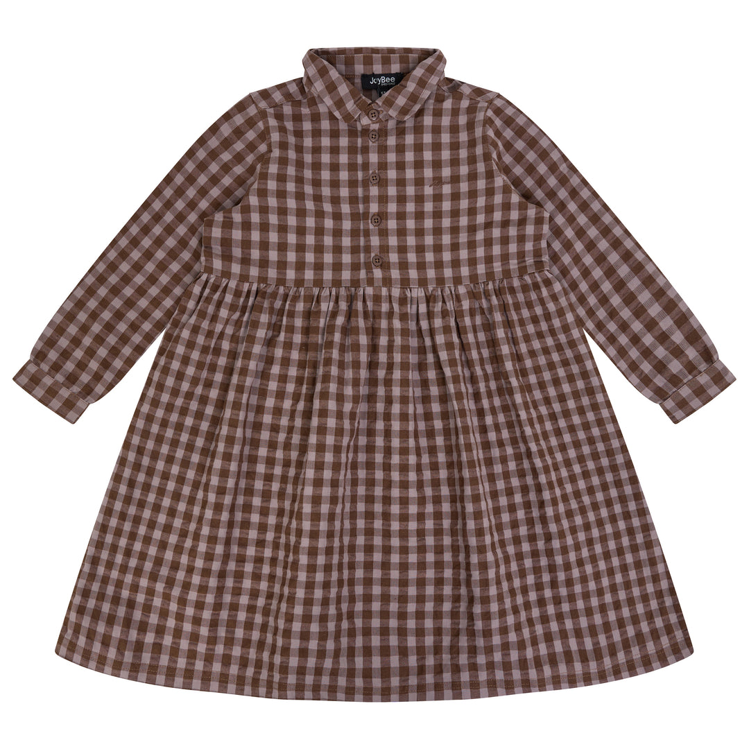 31065 Checkered Shirtdress - Chestnut/Slate