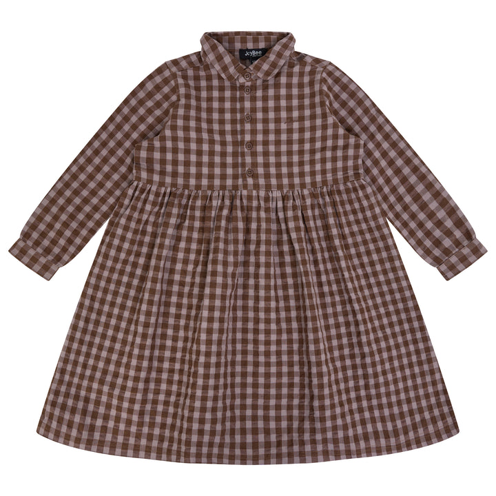 31065 Checkered Shirtdress - Chestnut/Slate