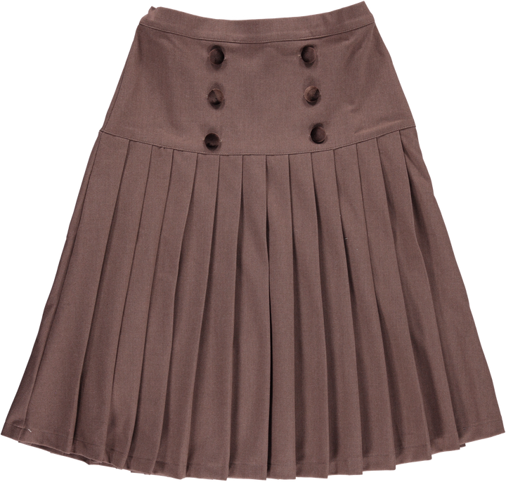 31073 Button Detail Pleated Skirt - Toffee