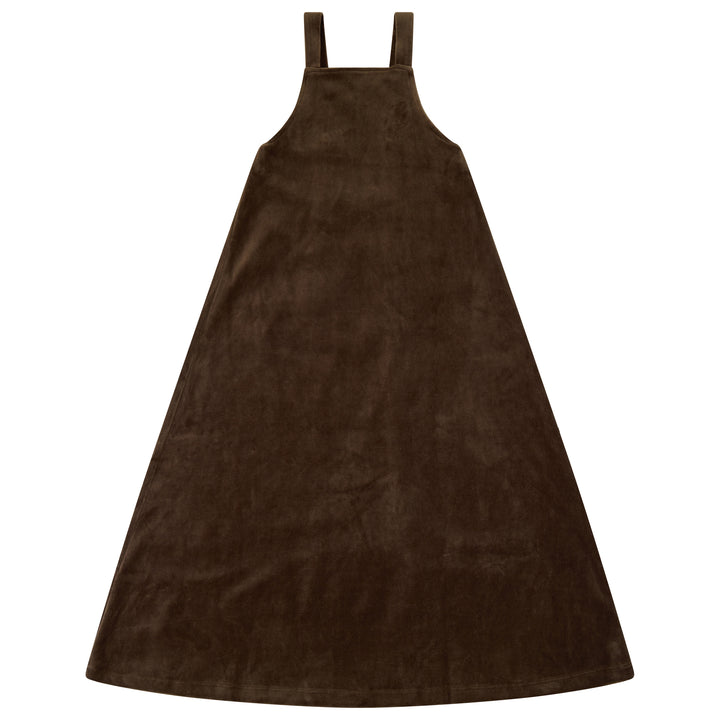31091 Velour Pinafore Maxi - Deep Taupe