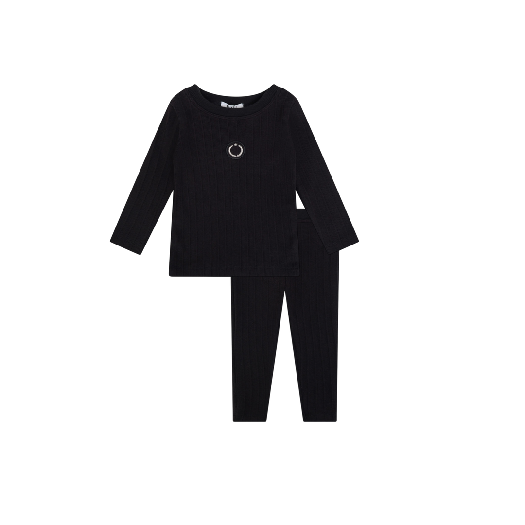 31092 Emblem Patch Lounge Set - Black/White