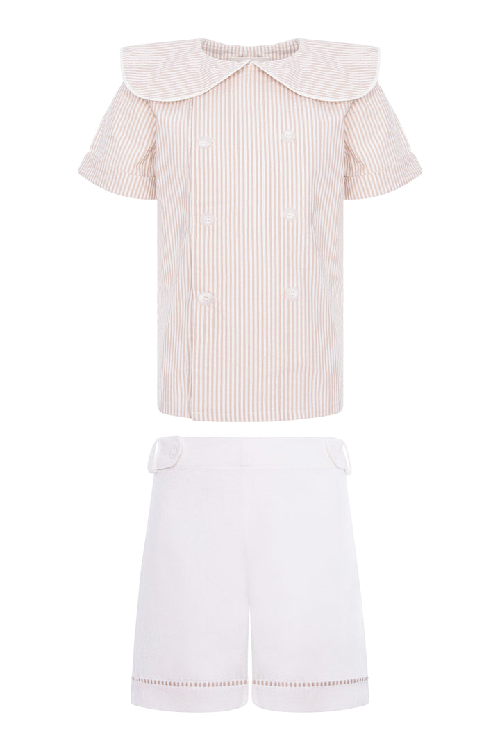 SAILOR SET BEIGE STRIPES-SEERSUCKER-IVORY PANTS
