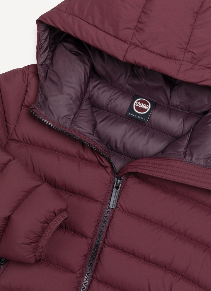 34000097A/4ZP QUILTED JACKET WITH HOOD -  BRICK-CHOCOLATE
