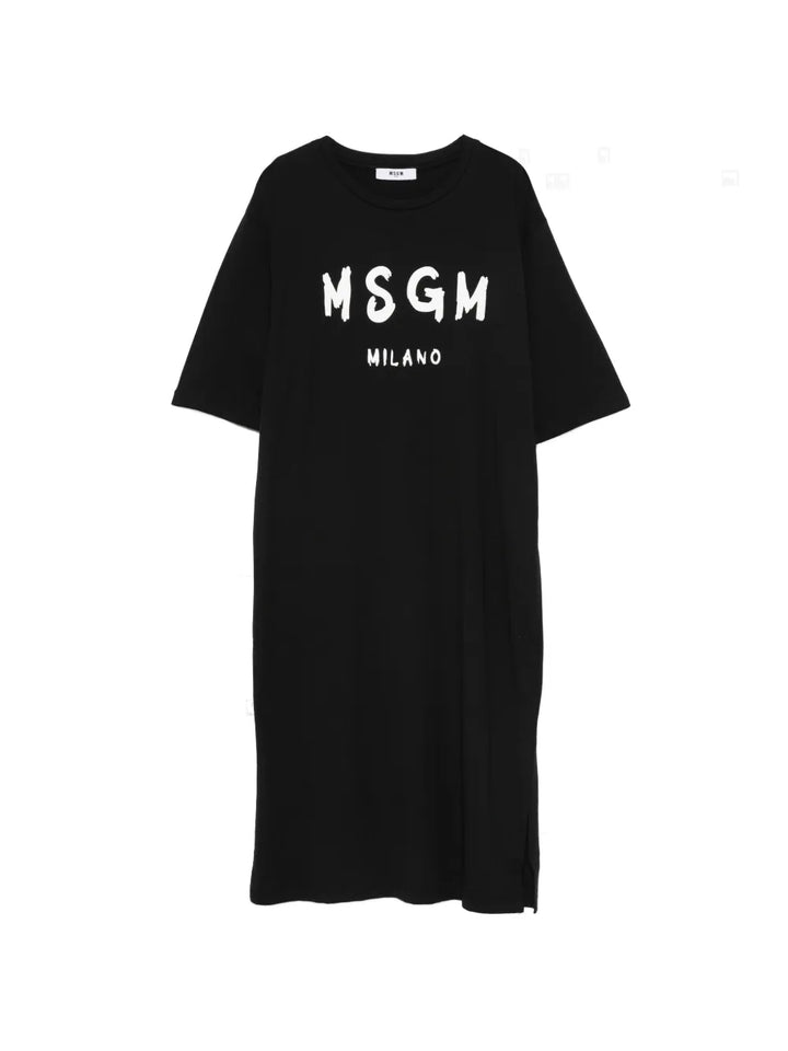 JGDR068-GIRLS S/S JERSEY DRESS-BLK/PNK