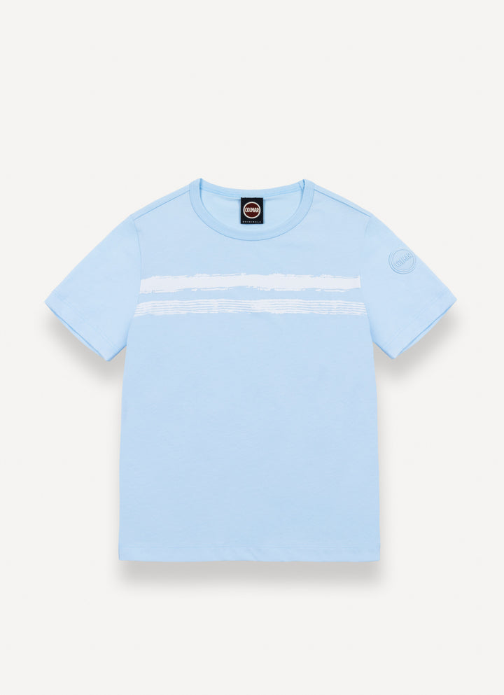 3509 COTTON JERSEY T-SHIRT WITH CHEST PRINT - ANGELIC BLUE WHITE