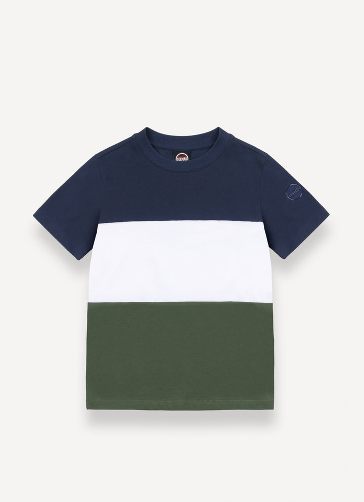 3519 COLOR BLOCK CREW NECK PIQUET SHIRT - NAVY BLUE WHITE JEEP