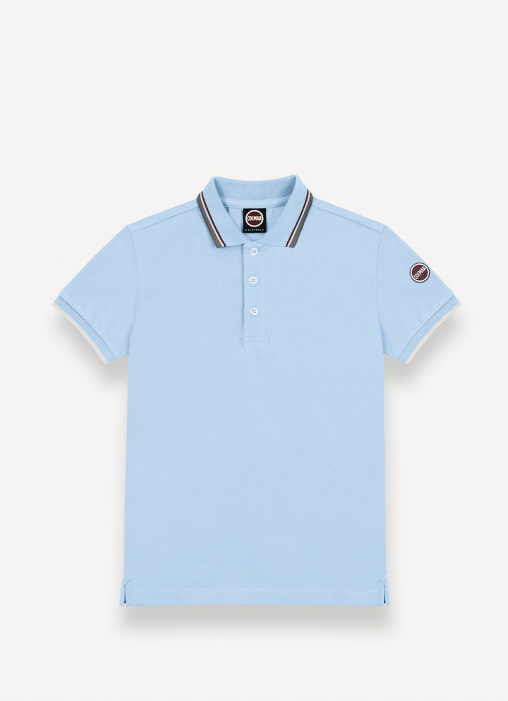 3598N POLO WITH THREE-COLORED LINES ON NECK AND STRIPES ON ARMHOLES - ANGELIC BLUE